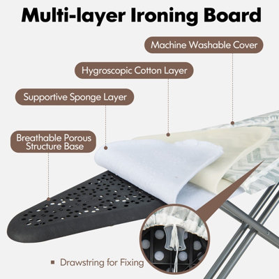 Costway Foldable Ironing Board Height Adjustable Iron Table w/ Extra Cover