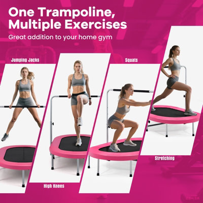 COSTWAY Foldable Jumping Fitness Trampoline Double Trampoline for 2 ...