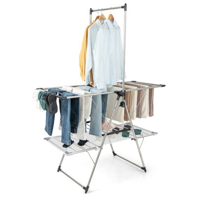 COSTWAY Foldable Laundry Drying Rack Stainless Steel Laundry Drying ...