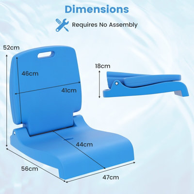 COSTWAY Foldable Outdoor Pool Chair Poolside Chairs for Edge of Pool-Blue