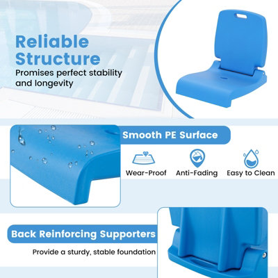 COSTWAY Foldable Outdoor Pool Chair Poolside Chairs for Edge of Pool-Blue