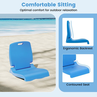 COSTWAY Foldable Outdoor Pool Chair Poolside Chairs for Edge of Pool-Blue
