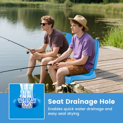 COSTWAY Foldable Outdoor Pool Chair Poolside Chairs for Edge of Pool-Blue