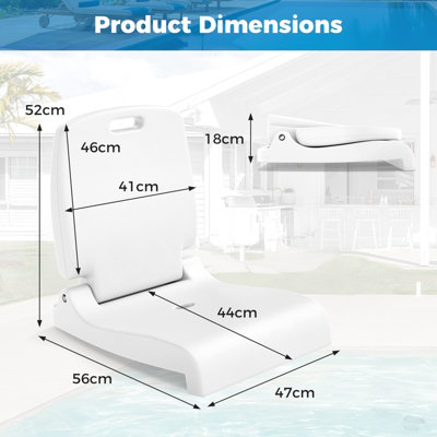 COSTWAY Foldable Outdoor Pool Chair Poolside Chairs for Edge of Pool-White