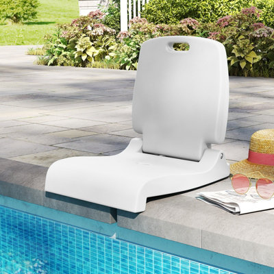 COSTWAY Foldable Outdoor Pool Chair Poolside Chairs for Edge of Pool-White