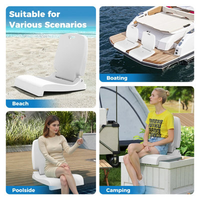 COSTWAY Foldable Outdoor Pool Chair Poolside Chairs for Edge of Pool-White
