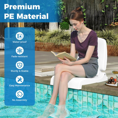 COSTWAY Foldable Outdoor Pool Chair Poolside Chairs for Edge of Pool-White