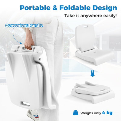 COSTWAY Foldable Outdoor Pool Chair Poolside Chairs for Edge of Pool-White