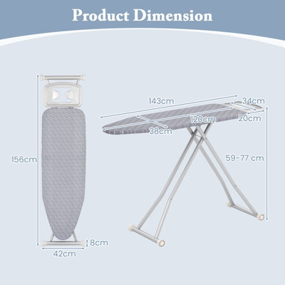 COSTWAY Foldable Steam Station Table 120 x 38 cm Iron Board with Cover ...