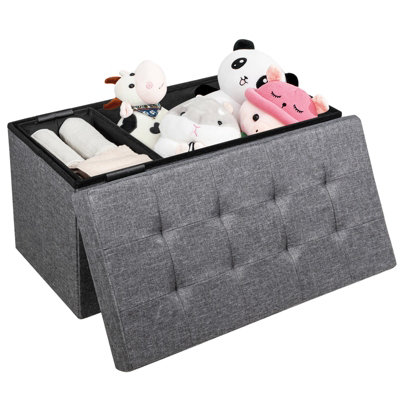 Costway Foldable Storage Ottoman Toy Chest W/ Removable Storage Bin Footrest Shoe Bench