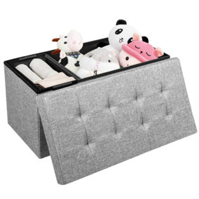 Costway Foldable Storage Ottoman Toy Chest W/ Removable Storage Bin Footrest Shoe Bench