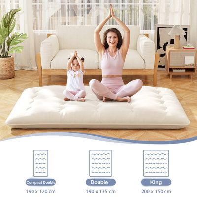 Costway Foldable Tatami Mat Floor Futon Mattress Roll up Sleeping Pad w Washable Cover Small Double