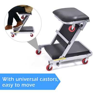 Creeper E Sedile Pieghevole Per Auto, Sgabello Meccanico