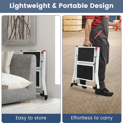 Costway Folding 2 Step Ladder Heavy Duty Safety Anti-Slip Stool Portable Step Stool
