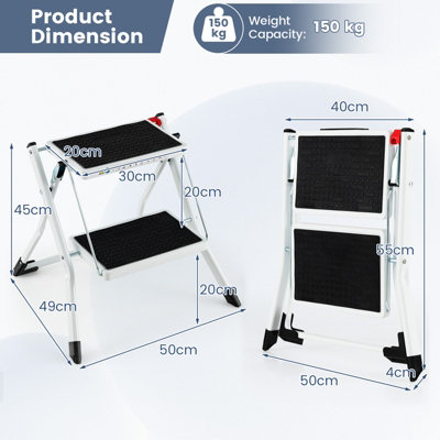 Costway Folding 2 Step Ladder Heavy Duty Safety Anti-Slip Stool Portable Step Stool - 3