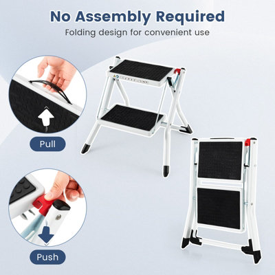 Costway Folding 2 Step Ladder Heavy Duty Safety Anti-Slip Stool Portable Step Stool - 5