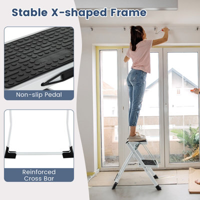 Costway Folding 2 Step Ladder Heavy Duty Safety Anti-Slip Stool Portable Step Stool - 6
