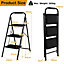 Costway Folding 3 Step Ladder Heavy Duty Safety Anti-Slip Stool Portable Step Stool