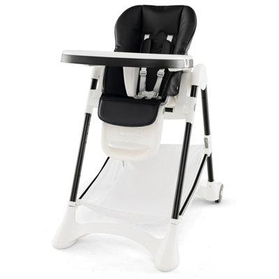 Costway Folding Baby High Chair Adjustable Convertible High Chair W/ Detachable Cushion