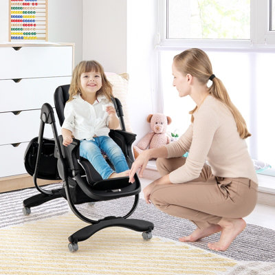 Costway Folding Baby High Chair Height Adjustable Convertible High Chair W/ Removable Tray