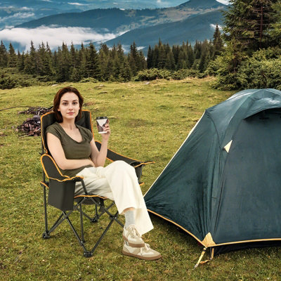Costway Folding Camping Chair Camping Lounge Chair with Adjustable Backrest - 3