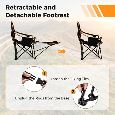 Costway Folding Camping Chair Camping Lounge Chair with Adjustable Backrest - 5