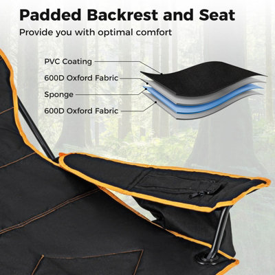 Costway Folding Camping Chair Camping Lounge Chair with Adjustable Backrest - 6