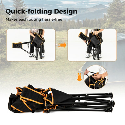 Costway Folding Camping Chair Camping Lounge Chair with Adjustable Backrest - 7