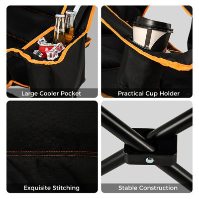 Costway Folding Camping Chair Camping Lounge Chair with Adjustable Backrest - 8