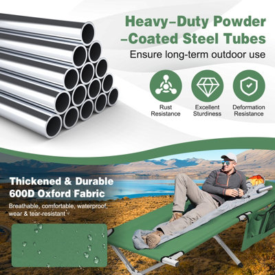 Costway Folding Camping Cot Collapsible Portable Sleeping Army Camp Bed W/ Carry Bag - 5