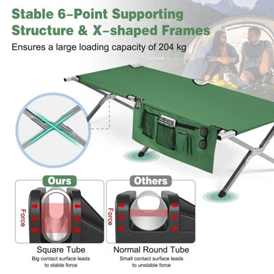 Costway Folding Camping Cot Collapsible Portable Sleeping Army Camp Bed W/ Carry Bag - 6