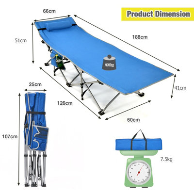 Costway Folding Camping Cot Heavy-Duty Outdoor Cot Bed Portable Sleeping Cot
