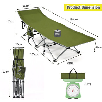 Costway Folding Camping Cot Heavy-Duty Outdoor Cot Bed Portable Sleeping Cot