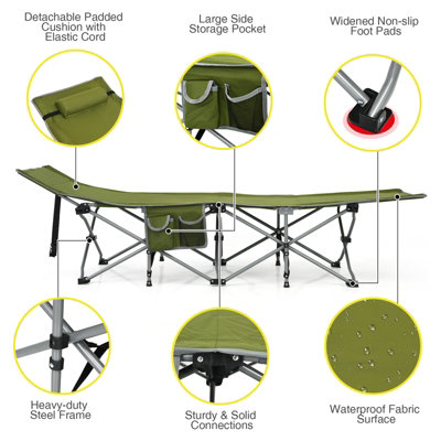 Costway Folding Camping Cot Heavy Duty Outdoor Cot Bed Portable Sleeping Cot