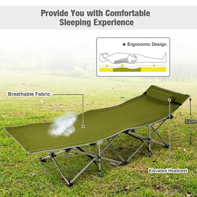 Costway Folding Camping Cot Heavy Duty Outdoor Cot Bed Portable Sleeping Cot