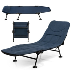 Costway Folding Camping Cot W/ Detachable Mattress & 6-Position Adjustable Backrest