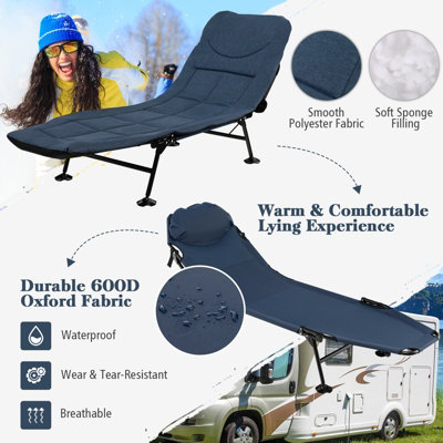 Costway Folding Camping Cot W/ Detachable Mattress & 6-Position Adjustable Backrest - 4