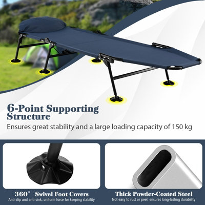 Costway Folding Camping Cot W/ Detachable Mattress & 6-Position Adjustable Backrest - 5