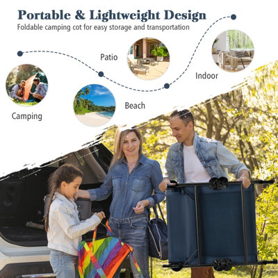 Costway Folding Camping Cot W/ Detachable Mattress & 6-Position Adjustable Backrest - 6