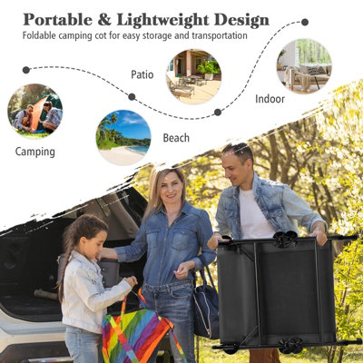 Costway Folding Camping Cot W/ Detachable Mattress & 6-Position Backrest - 5