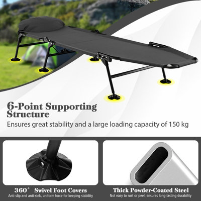 Costway Folding Camping Cot W/ Detachable Mattress & 6-Position Backrest - 6