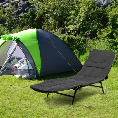 Costway Folding Camping Cot W/ Detachable Mattress & 6-Position Backrest - 8