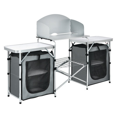 Costway Folding Camping Table Foldable Portable 2-Tier Kitchen Cook Station