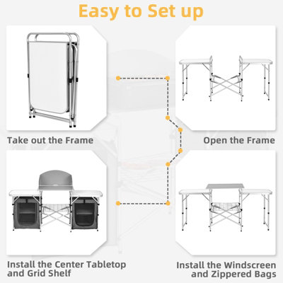 Costway Folding Camping Table Foldable Portable 2-Tier Kitchen Cook Station - 6