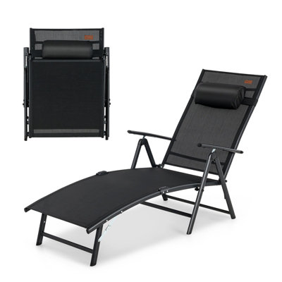 Costway Folding Chaise Lounge Chair Outdoor Portable Adjustable Reclining Chair