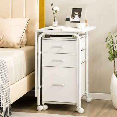 Costway Folding Computer Desk Wheeled PC Laptop Table Writing ...