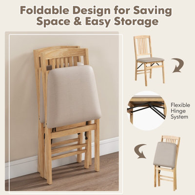 Costway Folding Dining Chairs Set of 2 Foldable Upholstered Kitchen Chairs
