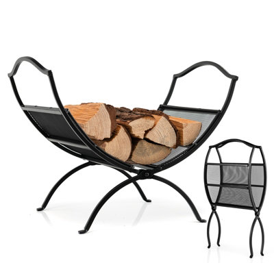 Costway Folding Firewood Rack Fireplace Log Storage Holder Heavy Duty ...