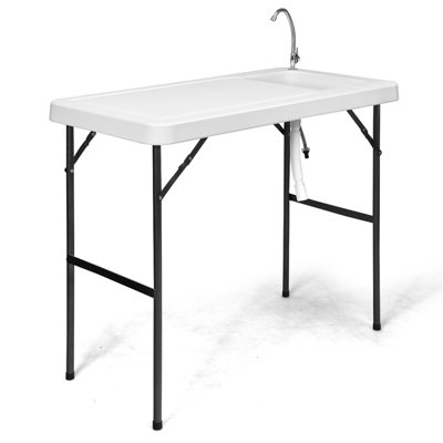 Costway Folding Fish Cleaning Table Portable Outdoor Heavy Duty Fillet Table