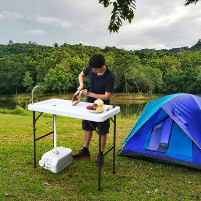 Costway Folding Fish Cleaning Table Portable Outdoor Heavy Duty Fillet Table - 3